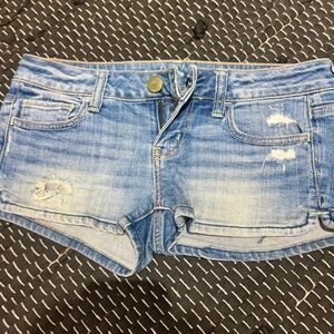 American Eagle Outfitters Blue Jean Shorts Distressed Cut-Off